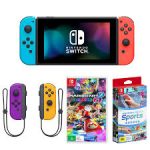 Nintendo Switch OLED with Neon Blue and Neon Red Joy-Con + Joy-Con Neon Purple/Neon Orange