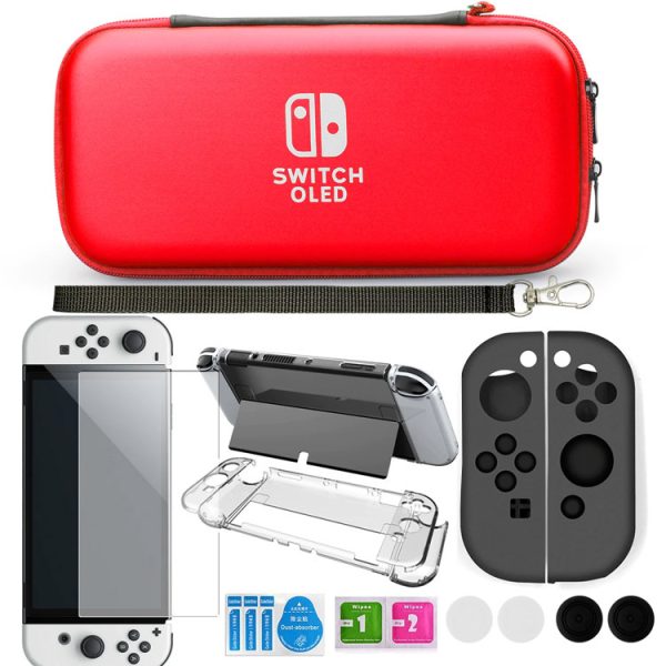 A-ONE-K 11-in-1 Accessory Kit for Nintendo Switch OLED - Red