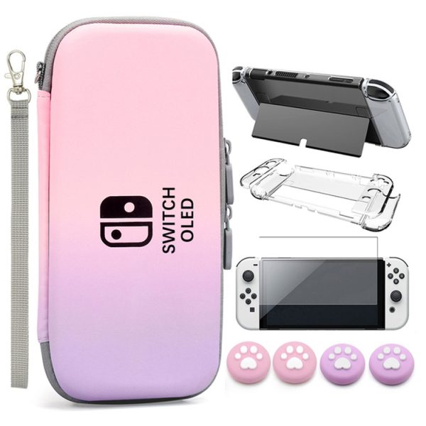 VGBUS 7-in-1 Accessory Case for Nintendo Switch OLED - Pink Purple