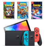 Nintendo Switch OLED with Neon Blue and Neon Red Joy-Con - Crash Bandicoot Bundle - تصویر 2