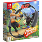 Nintendo Switch OLED with Neon Blue and Neon Red Joy-Con + Ring Fit Adventures