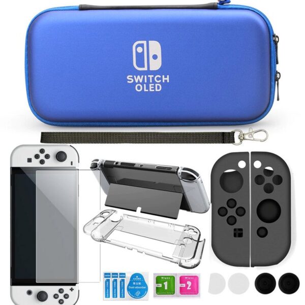 A-ONE-K 11-in-1 Accessory Kit for Nintendo Switch OLED - Blue - تصویر 2