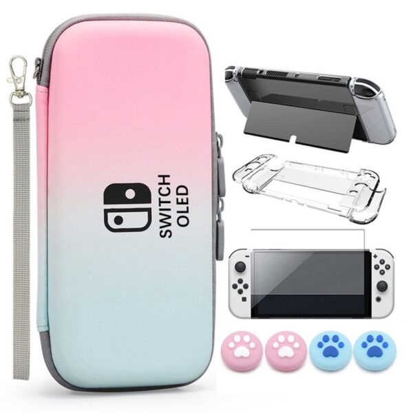 VGBUS 7-in-1 Accessory Case for Nintendo Switch OLED - Pink Turquoise