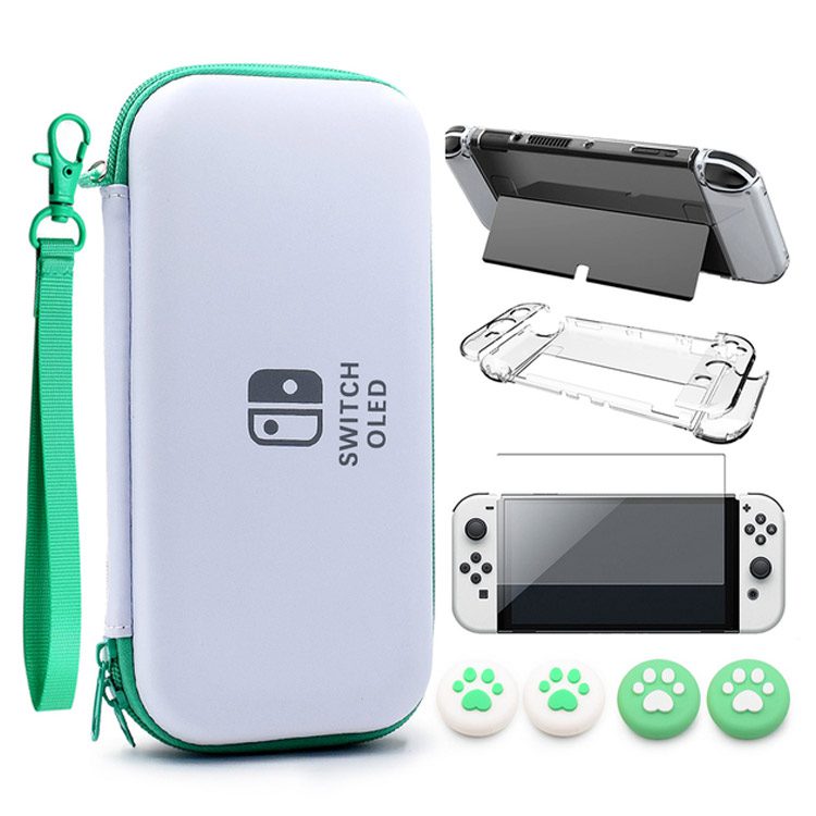 VGBUS 7-in-1 Accessory Case for Nintendo Switch OLED - White Green VGBUS 7-in-1 Accessory Case for Nintendo Switch OLED - White Green