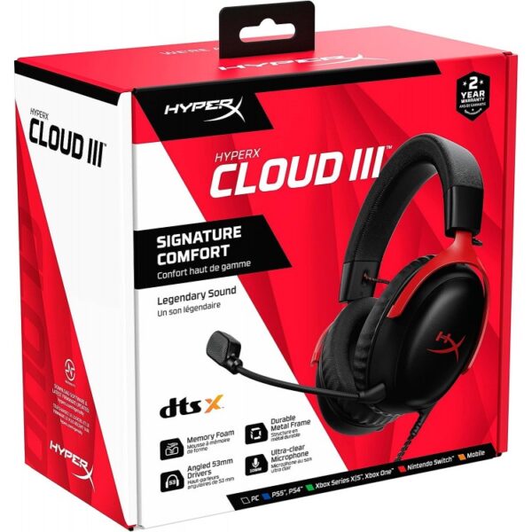 HyperX Cloud III Gaming Headset - Black/Red - تصویر 3